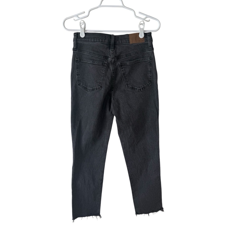 MADEWELL Perfect Vintage Jeans Black Lunar Wash High Rise Raw Hem - Picture 3 of 11